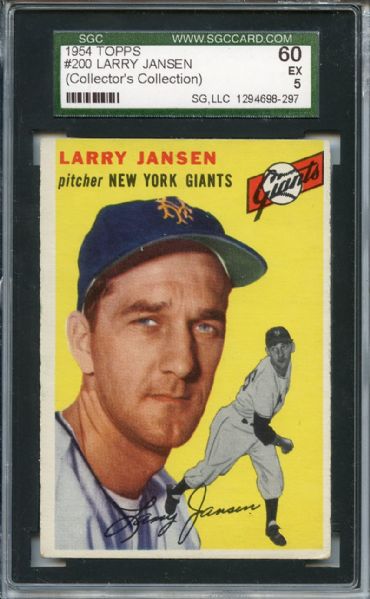 1954 TOPPS #200 LARRY JANSEN SGC 60