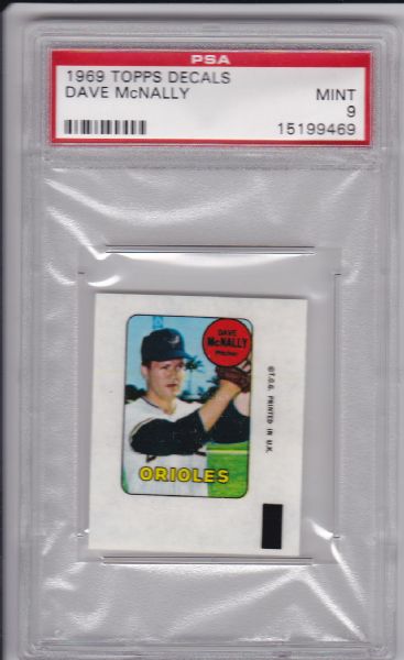 1969 TOPPS DECALS DAVE MCNALLY PSA 9