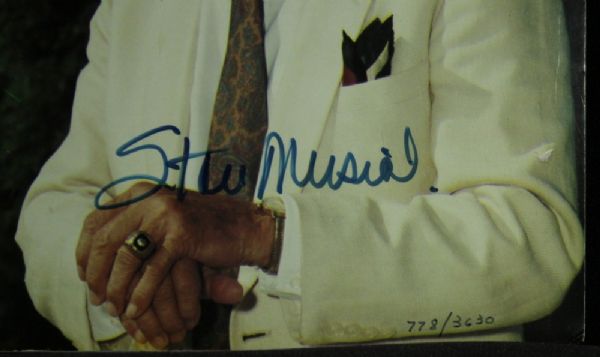 STAN MUSIAL SIGNED 11x14  PHOTO ON FRAMING BOARD