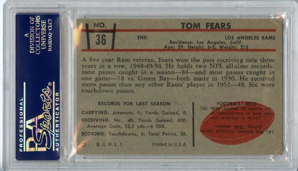 1953 BOWMAN #36 TOM FEARS PSA 6