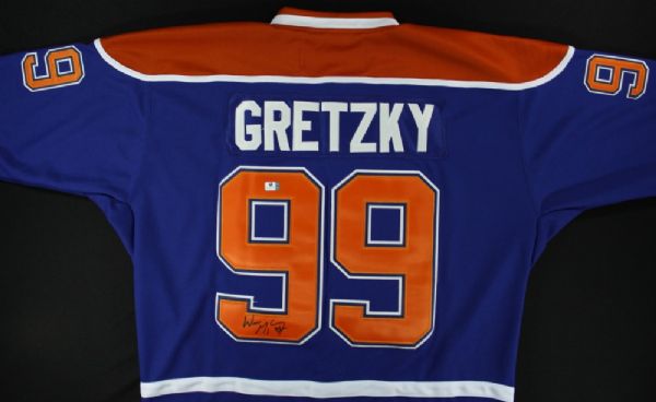 WAYNE GRETZKY SIGNED OILERS CCM BLUE JERSEY