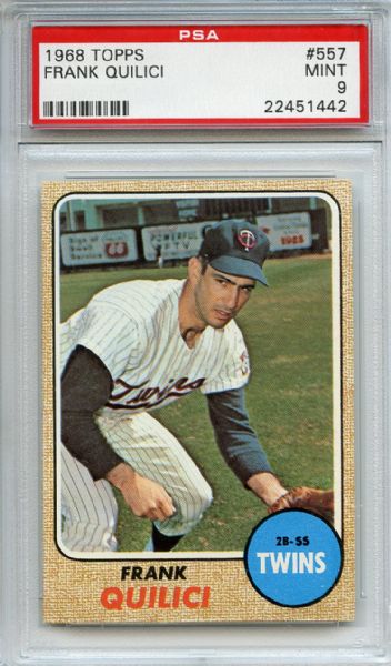 1968 TOPPS #557 FRANK QUILICI PSA 9