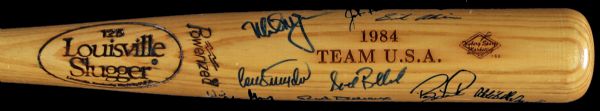 1984 OLYMPIC TEAM USA 20 SIGNED BASEBALL BAT MCGWIRE LARKIN CLARK