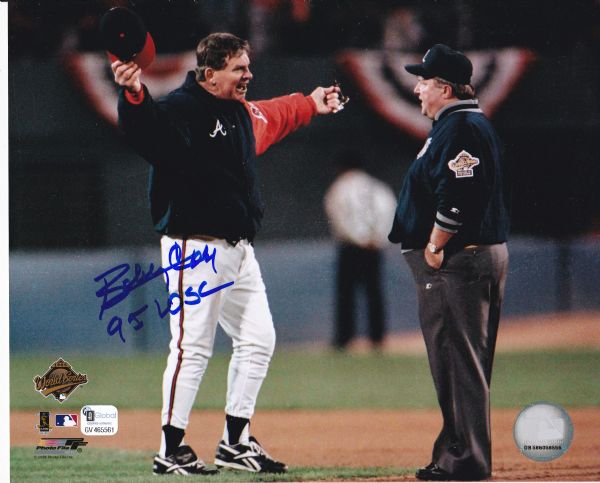 BOBBY COX SIGNED & INSCRIBED 8X10 PHOTO