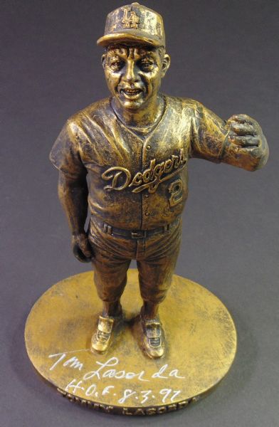 TOMMY LASORDA SIGNED & INSCRIBED COOPERSTOWN HARTLAND STATUE