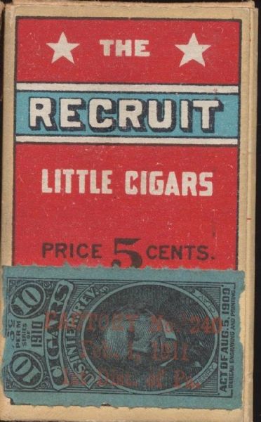 1909-11 RECRUIT LITTLE CIGARS THE AMERICAN TOBACCO CO. TOBACCO PACK