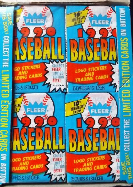 1990 FLEER BASEBALL BOX OF 36 UNOPENED PACKS