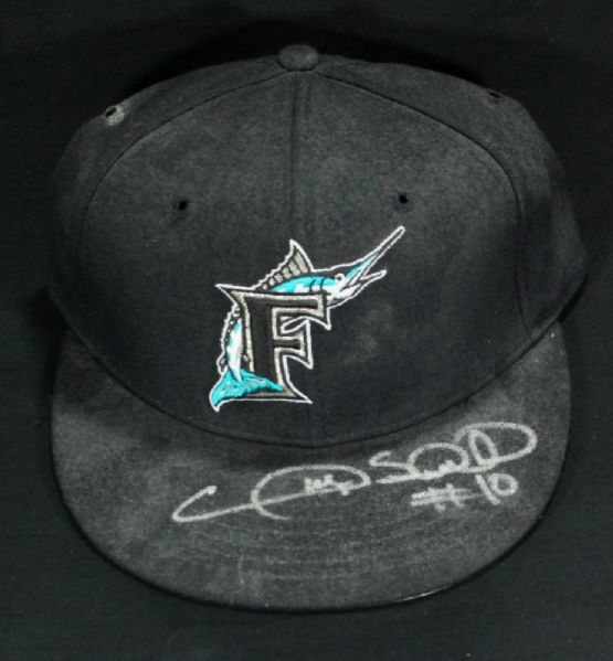 GARY SHEFFIELD SIGNED FLORIDA MARLINS NEW ERA PRO CAP JSA