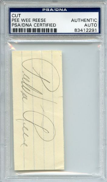 PEE WEE REESE SIGNED CUT 3X5 INDEX PSA/DNA