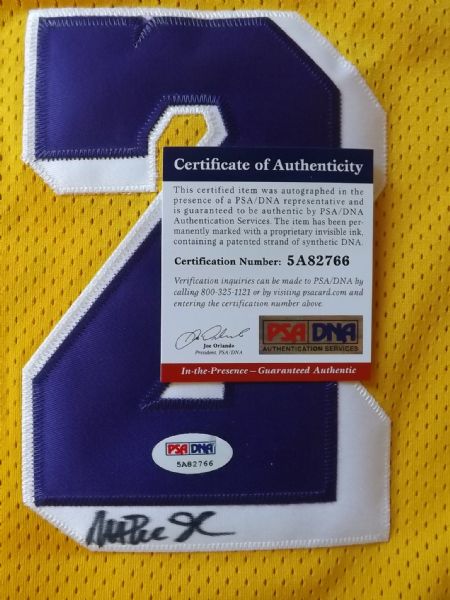 MAGIC JOHNSON SIGNED L.A. LAKERS JERSEY PSA/DNA