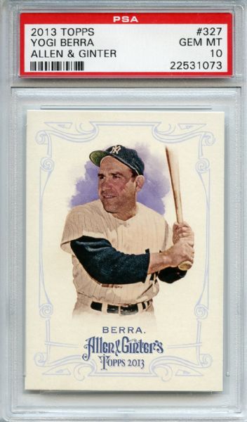 2013 TOPPS ALLEN & GINTER #327 YOGI BERRA PSA 10 POP 1/2