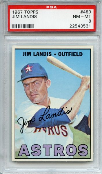 1967 TOPPS #483 JIM LANDIS PSA 8