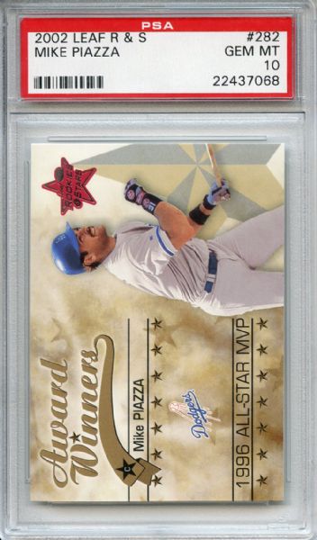 2002 LEAF R&S #282 MIKE PIAZZA PSA 10 POP 1/1