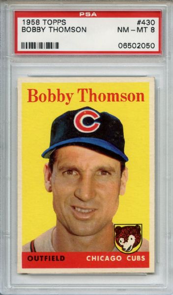 1958 TOPPS #430 BOBBY THOMSON PSA 8