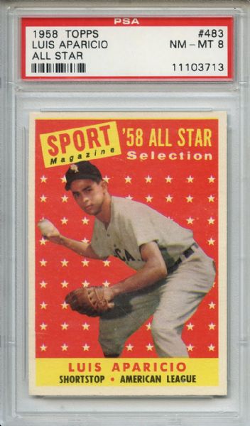 1958 TOPPS #483 LUIS APARICIO ALL-STAR PSA 8