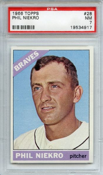 1966 TOPPS #28 PHIL NIEKRO PSA 7