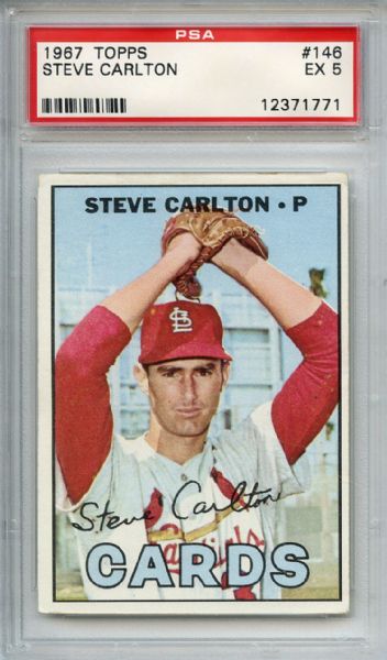 1967 TOPPS #146 STEVE CARLTON PSA 5