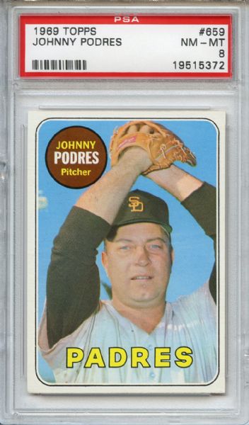 1969 TOPPS #659 JOHNNY PODRES PSA 8