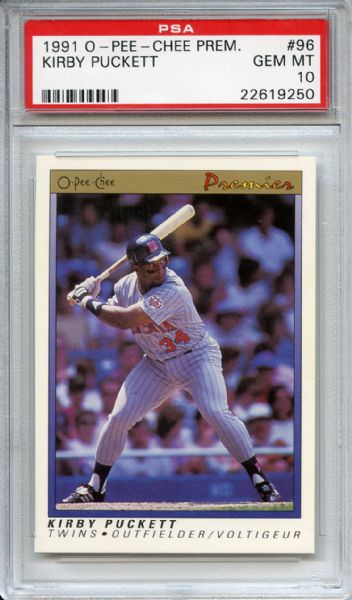 1991 O-PEE-CHEE #96 KIRBY PUCKETT PSA 10