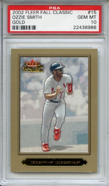 2002 FLEER FALL CLASSIC GOLD #15 OZZIE SMITH PSA 10 16/50 POP 1/1