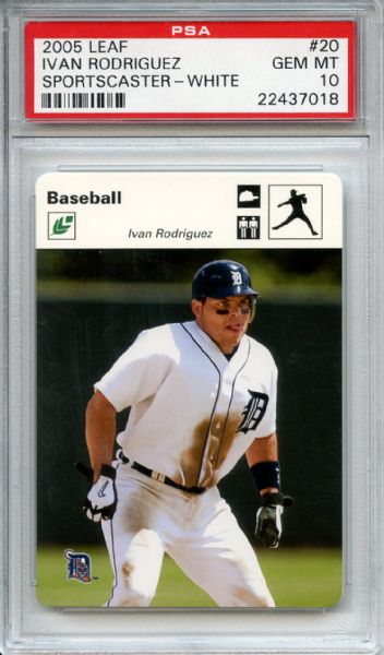 2005 LEAF SPORTSCASTER WHITE #20 IVAN RODRIGUEZ PSA 10 8/20 POP 1