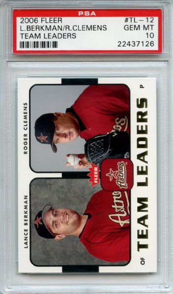 2006 FLEER TEAM LEADERS #TL-12 BERKMAN/CLEMENS PSA 10 POP 1