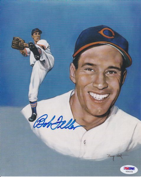 BOB FELLER SIGNED 8X10 PHOTO PSA/DNA