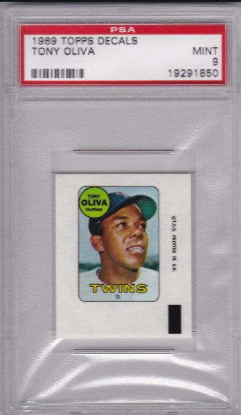 1969 TOPPS DECALS TONY OLIVA PSA 9