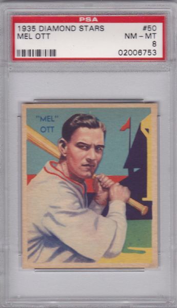 1935 DIAMOND STARS #50 MEL OTT PSA 8