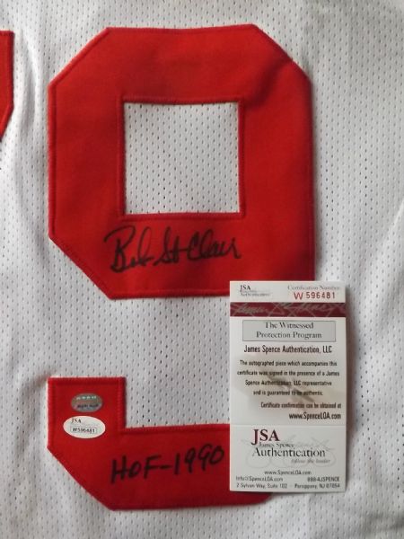 BOB ST. CLAIR 49ERS SIGNED & INSCRIBED STAT JERSEY JSA