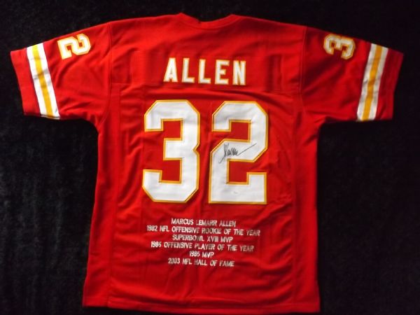 MARCUS ALLEN SIGNED CHIEFS STAT JERSEY JSA