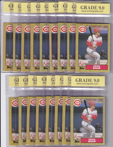 1987 TOPPS #200 PETE ROSE 17 CARD LOT ALL GRADED 9.0