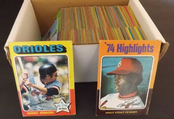 1975 TOPPS SET BUILDER 200 CARD LOT W/ HOF'S