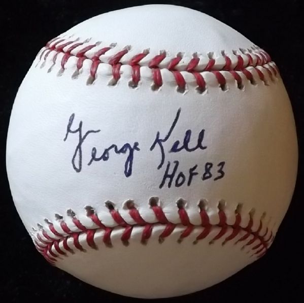 GEORGE KELL SIGNED & INSCRIBED OML BASEBALL PSA/DNA