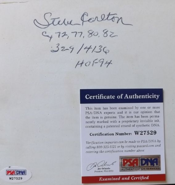 STEVE CARLTON SIGNED W/ INSCRIPTIONS PITCHING MOUND/RUBBER PSA/DNA