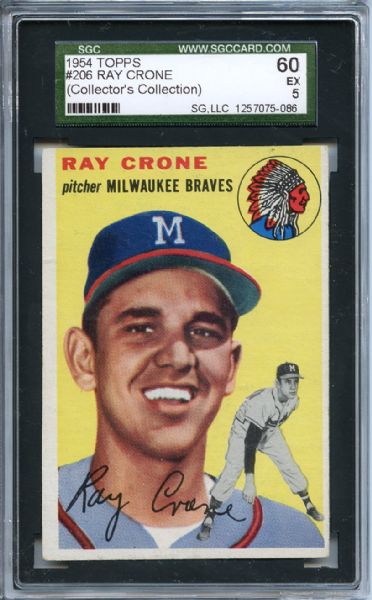 1954 TOPPS #206 RAY CRONE SGC 60