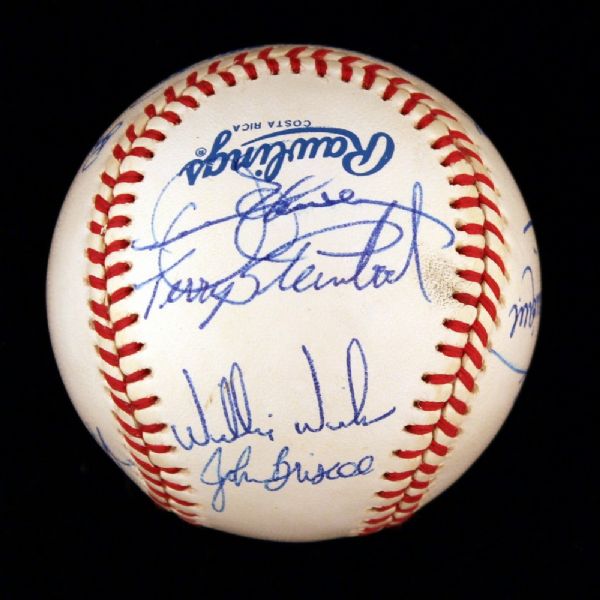 1991 OAKLAND A'S PARTIAL TEAM SIGNED OAL BASEBALL INCL. MARK MCGWIRE