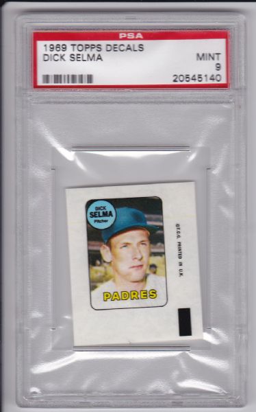 1969 TOPPS DECALS DICK SELMA PSA 9