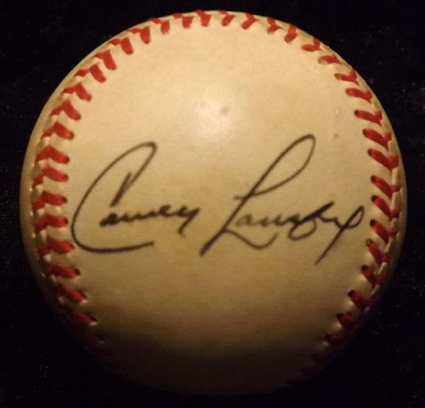 CARNEY LANSFORD SIGNED GAME USED OAL BASEBALL