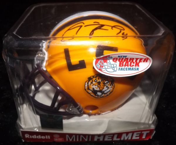 MICHAEL CLAYTON SIGNED LSU MINI HELMET