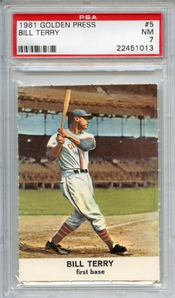 1961 GOLDEN PRESS #5 BILL TERRY PSA 7