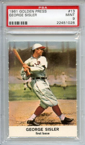 1961 GOLDEN PRESS #13 GEORGE SISLER PSA 9