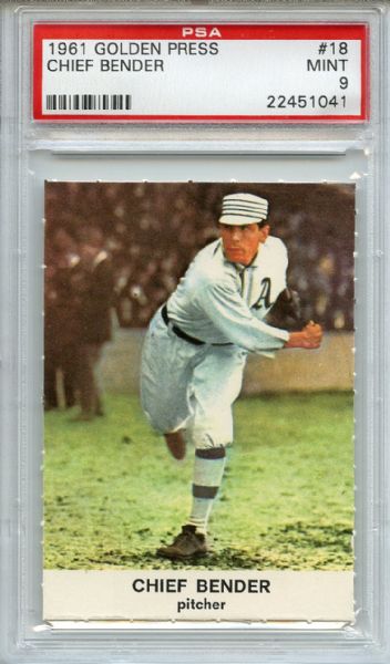 1961 GOLDEN PRESS #18 CHIEF BENDER PSA 9