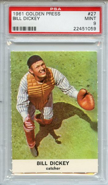 1961 GOLDEN PRESS #27 BILL DICKEY PSA 9