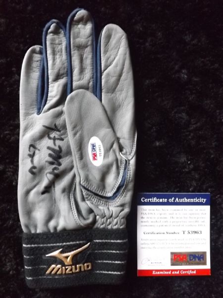 BRIAN MCCANN SIGNED & INSCRIBED GAME USED BATTING GLOVE PSA/DNA