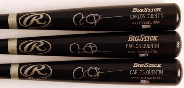 LOT OF 6 CARLOS QUENTIN SIGNED RAWLINGS BIG STICK BASEBALL BATS MLB HOLO