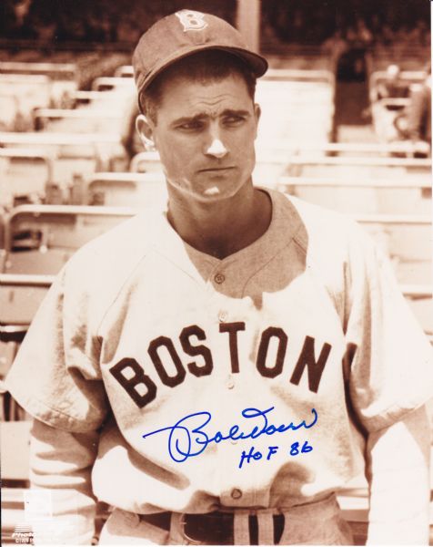 BOBBY DOERR SIGNED & INSCRIBED 8X10 PHOTO