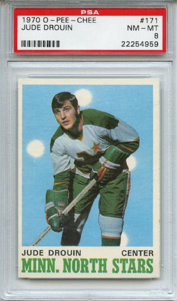 1970 O-PEE-CHEE #171 JUDE DROUIN PSA 8