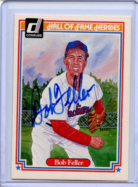 1983 DONRUSS HOF #36 BOB FELLER SIGNED JSA