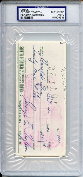 GEORGE TRAFTON SIGNED CHECK PSA/DNA